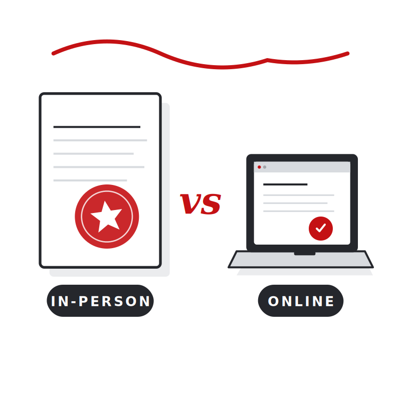Blog thumbnail on difference between in-person and online notary.